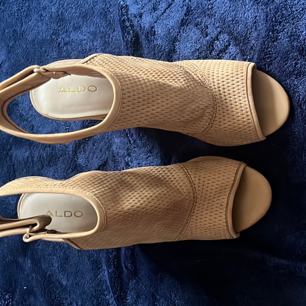 Aldo Tan Slingback Peep-Toe Heels